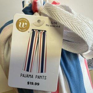 Hello Mello Ladies Striped Pajama Pants - Blue, Pink, White S/M New